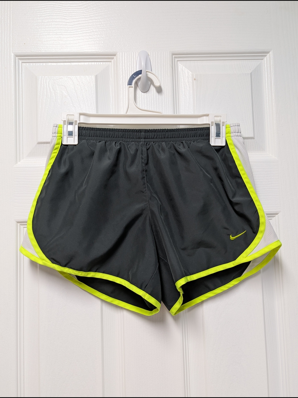 Nike Women’s Black Running Shorts with Neon Yellow Trim